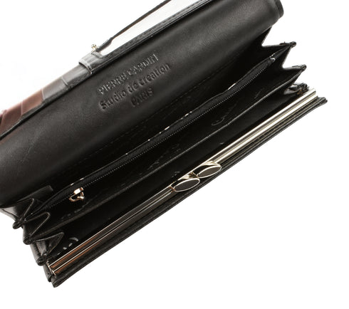 Portofel casual, dama, PIERRE CARDIN 100, negru, piele lacuita